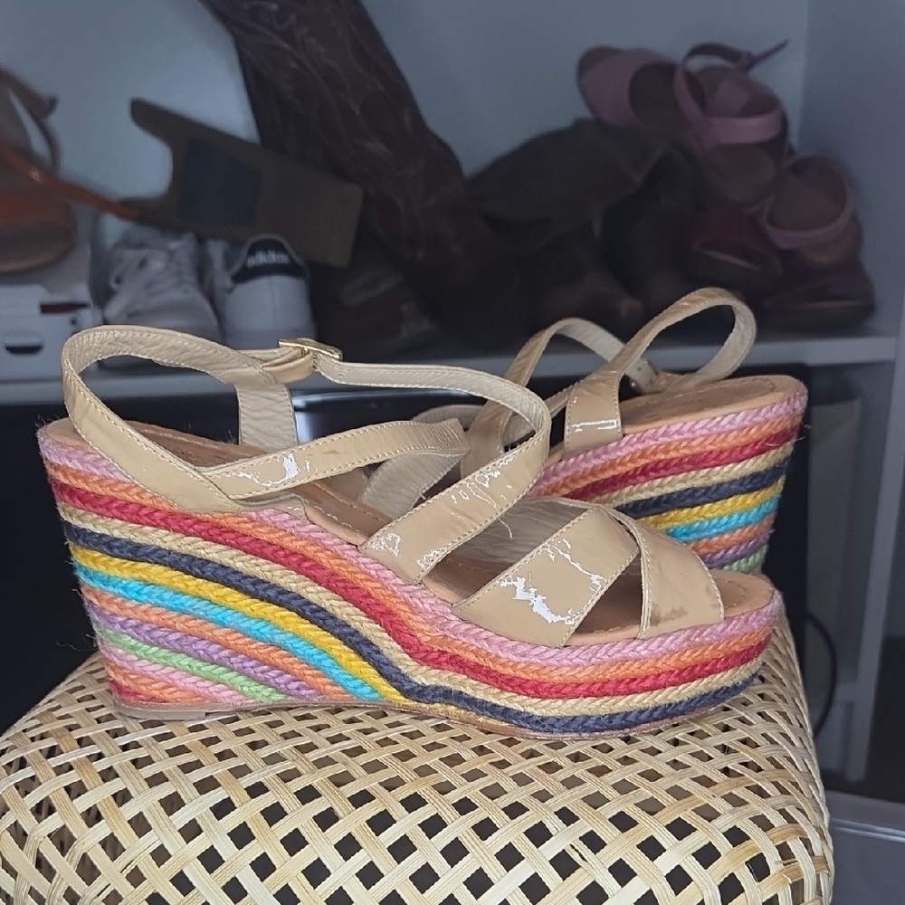 Kate ♠️ Spade Multicolor and Beige Wedge Sandals - Picture 4 of 5